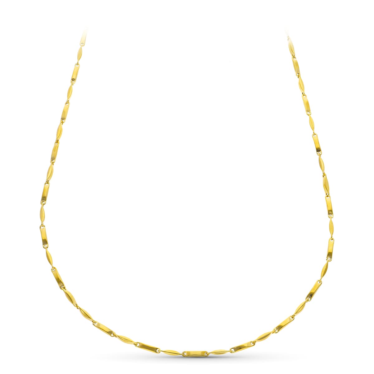 18K Cadena Oro Amarillo Tramos Hueca 60Cm 2.5 Mm
