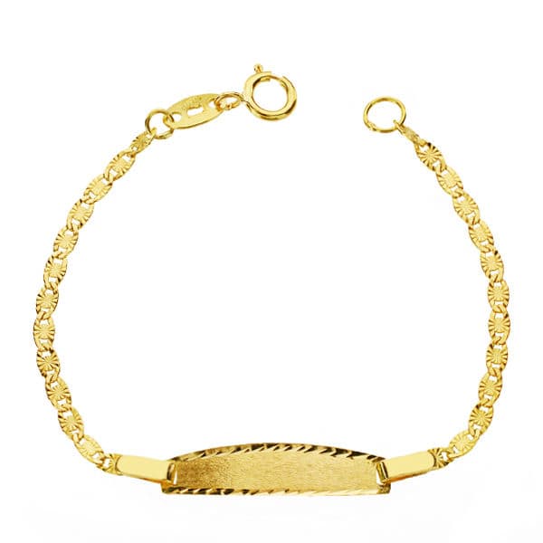 18K Pulsera Oro Amarillo Esclava Tallada 12Cm Cierre Reasa