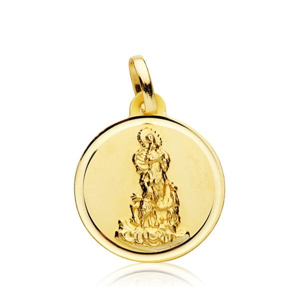 18K MEDALLA ORO AMARILLO VIRGEN DEL SALIENTE 18 MM