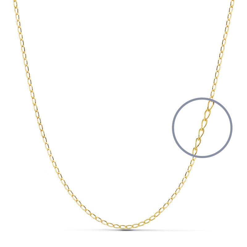 18K Cadena Oro Amarillo Maciza Bilbao 40Cm 0.9 Mm