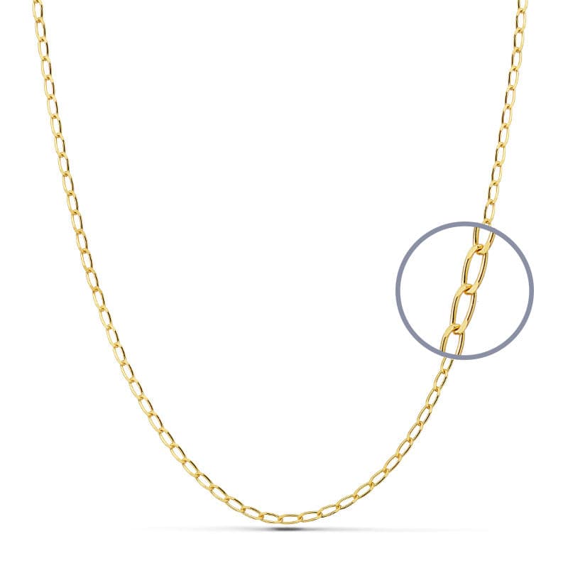 18K Cadena Oro Amarillo Maciza Bilbao 40Cm 1.8 Mm