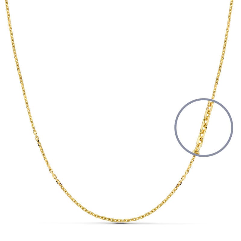 18K Cadena Oro Amarillo Maciza Forzada 40Cm 1.5 Mm
