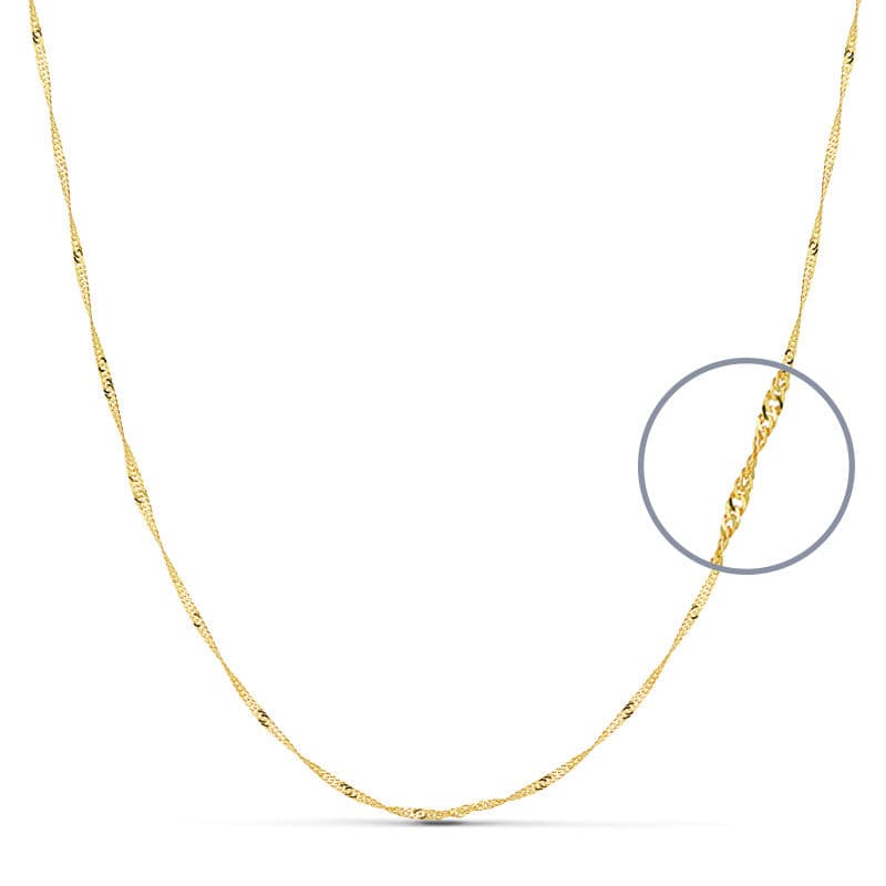 18K Cadena Maciza Oro Amarillo Singapur 40Cm 1.2 Mm