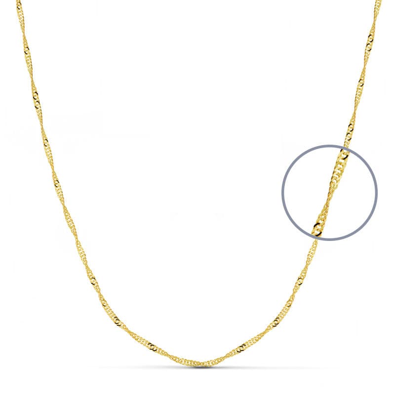 18K Cadena Oro Amarillo Maciza Singapur 45Cm 1.5 Mm