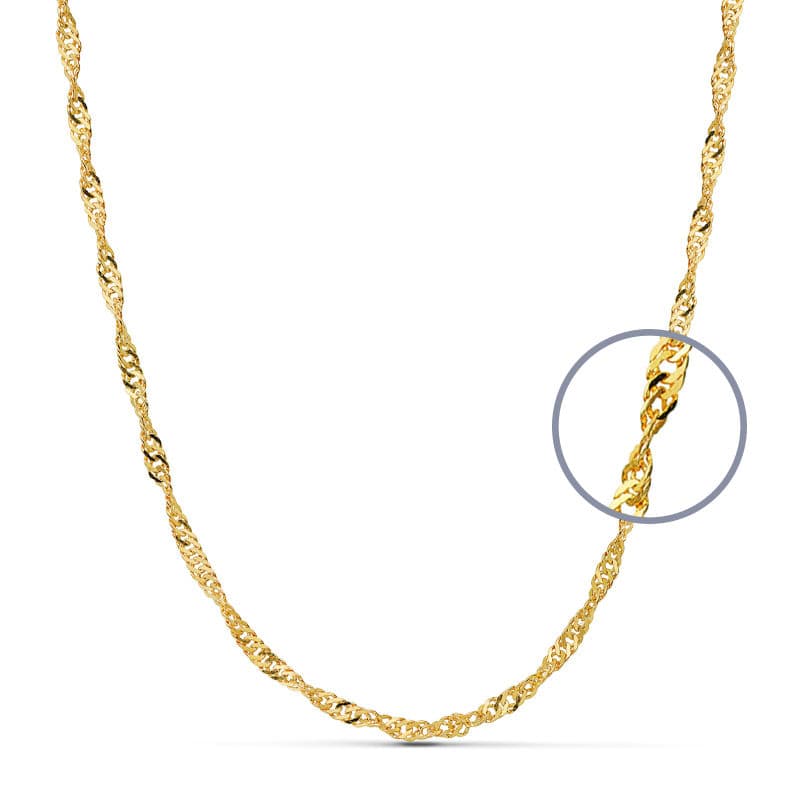 18K Cadena Oro Amarillo Maciza Singapur 60Cm 2.7 Mm