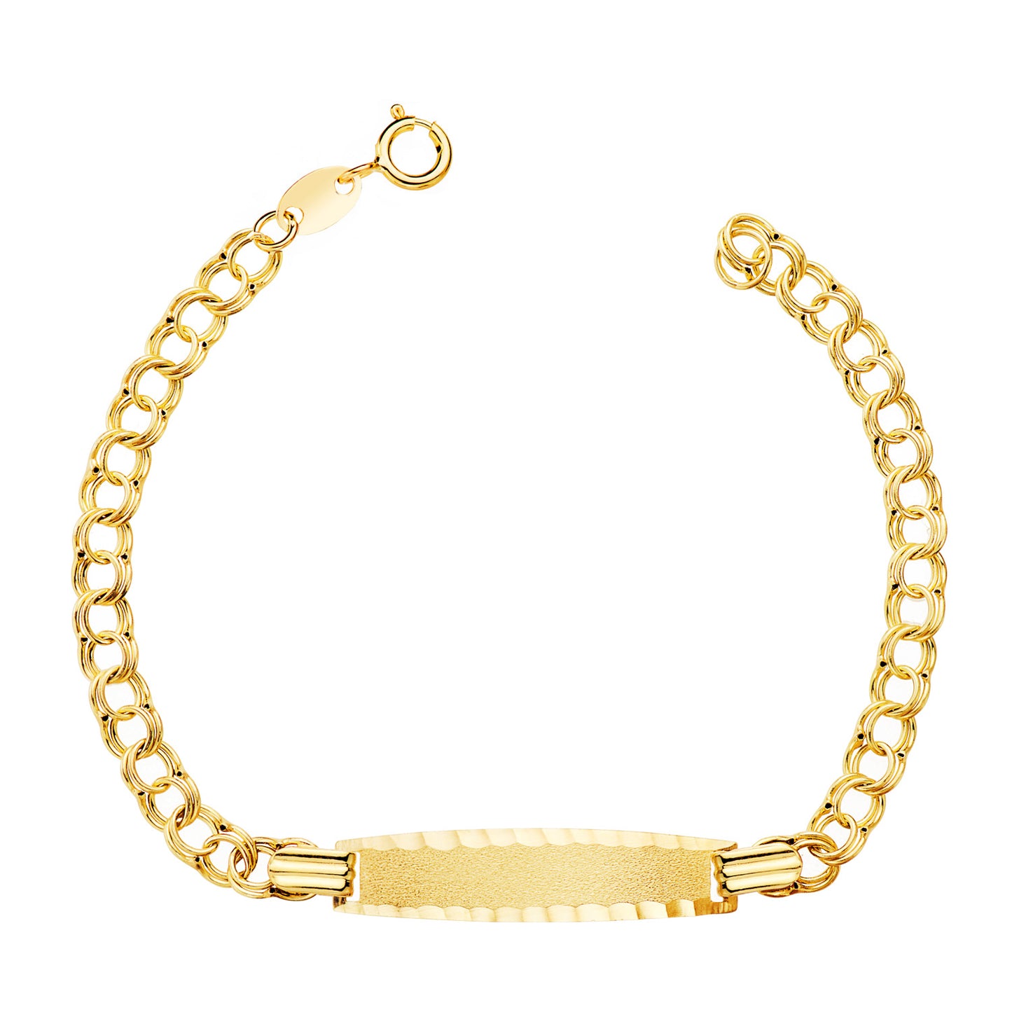 18K Esclava Oro Amarillo Hungara 14,5 Cm Placa Chapa Tallada: 26X6Mm