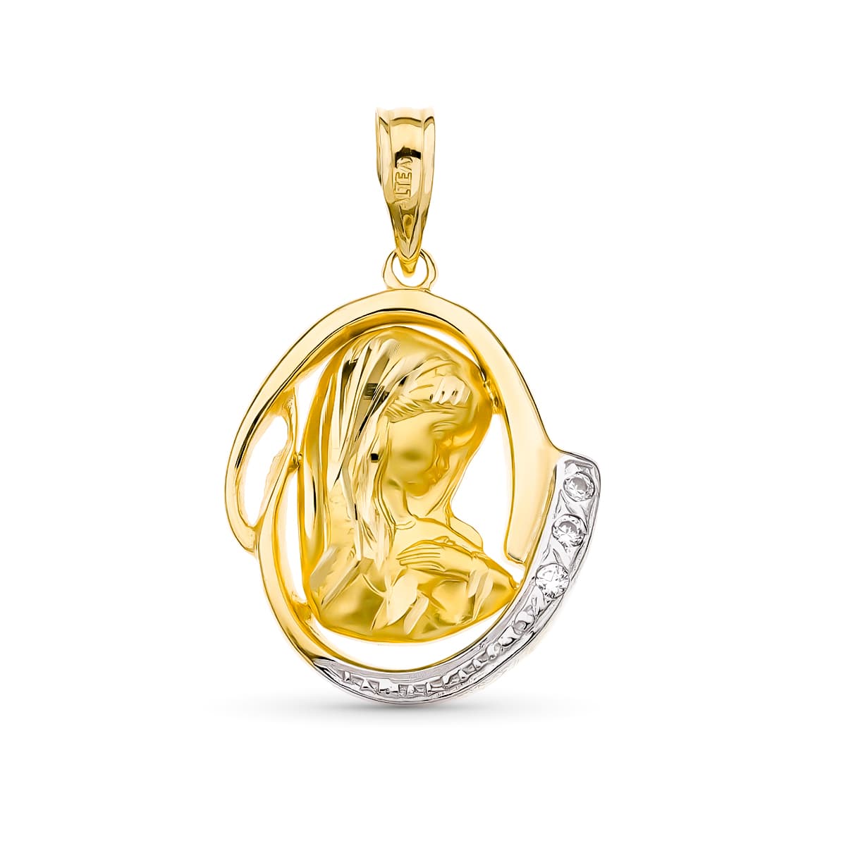 18K MEDALLA ORO AMARILLO VIRGEN NIÑA 20X16 MM