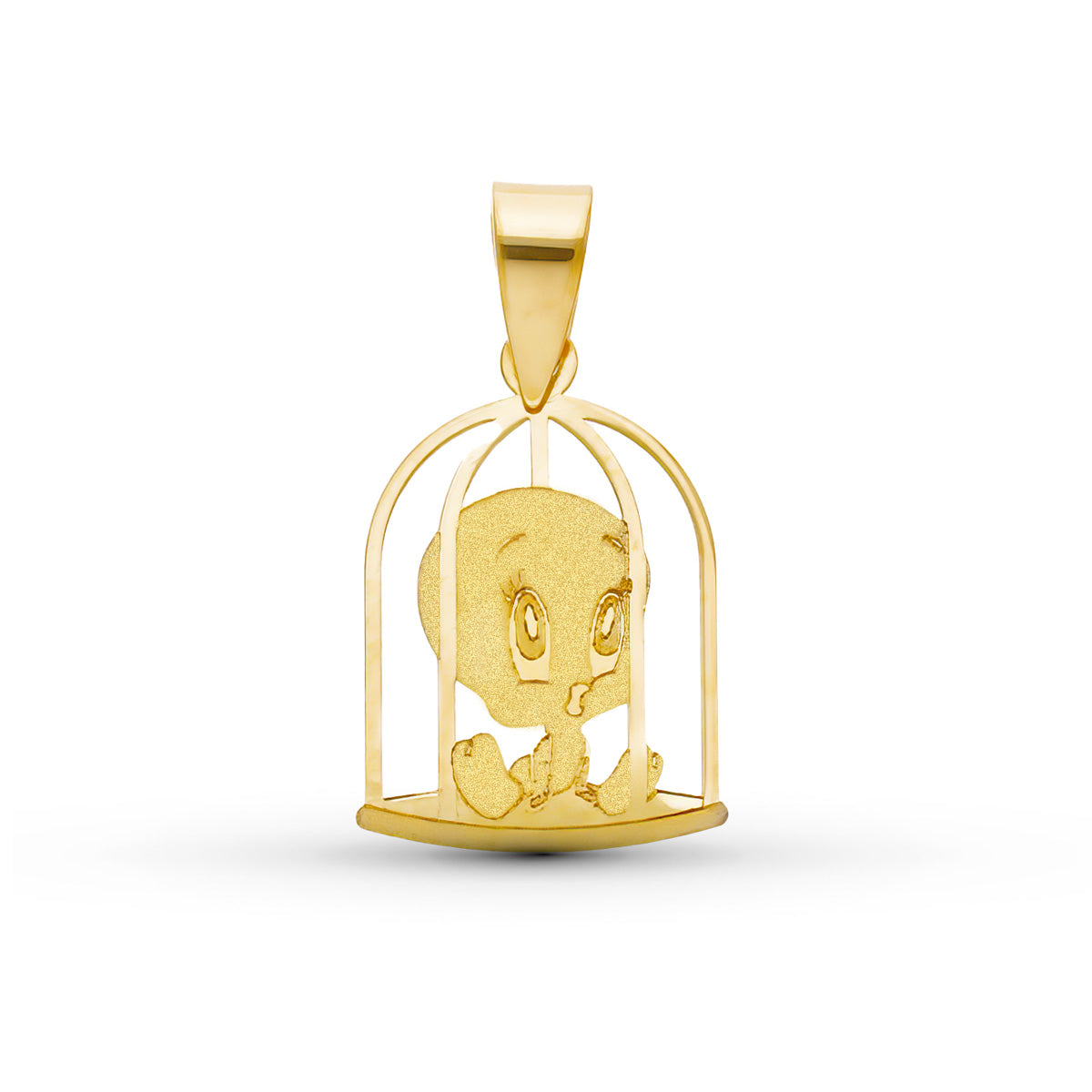 18K Colgante Oro Amarillo Piolin Jaula 12X9 Mm