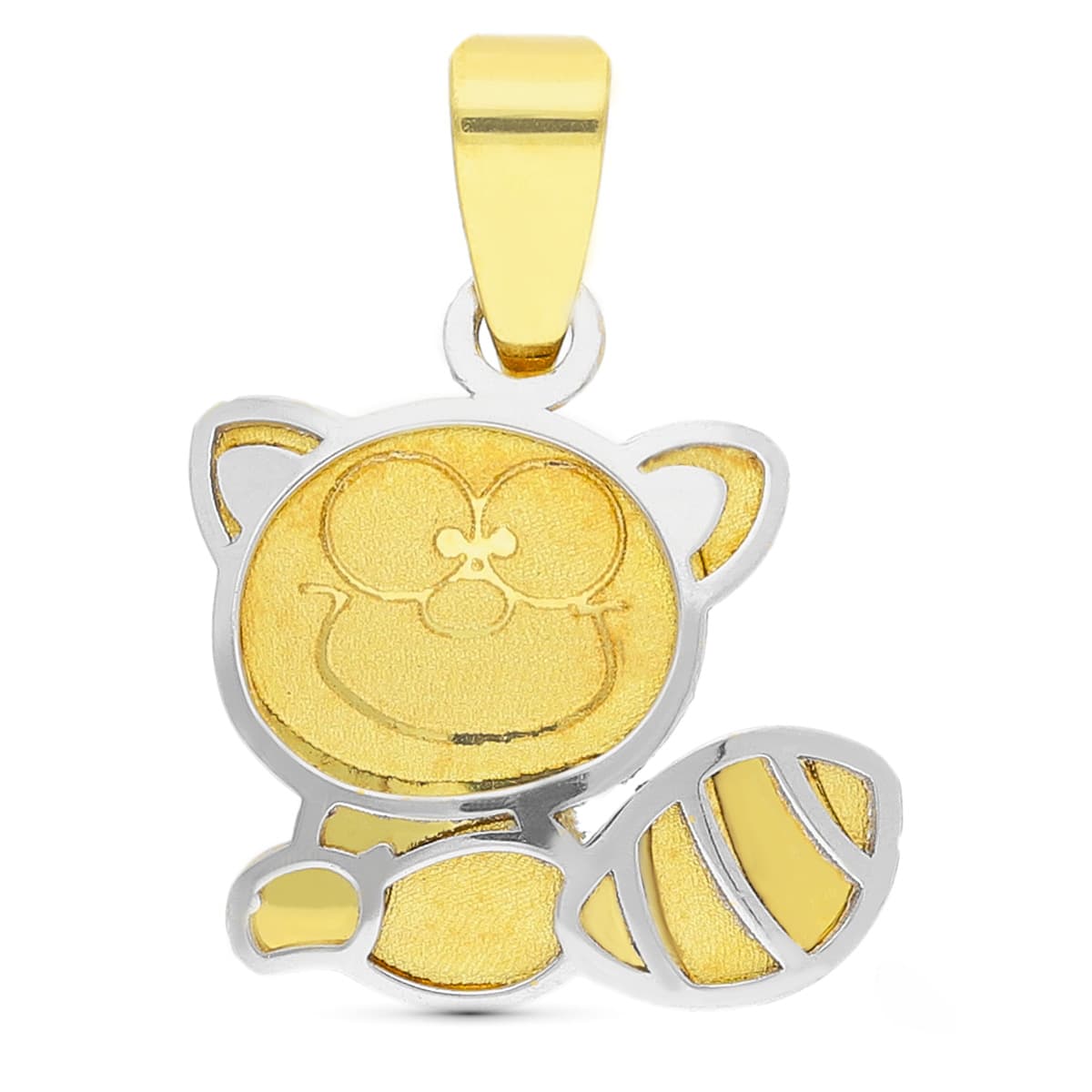 18K Colgante Oro Bicolor Mapache. 11X10 Mm