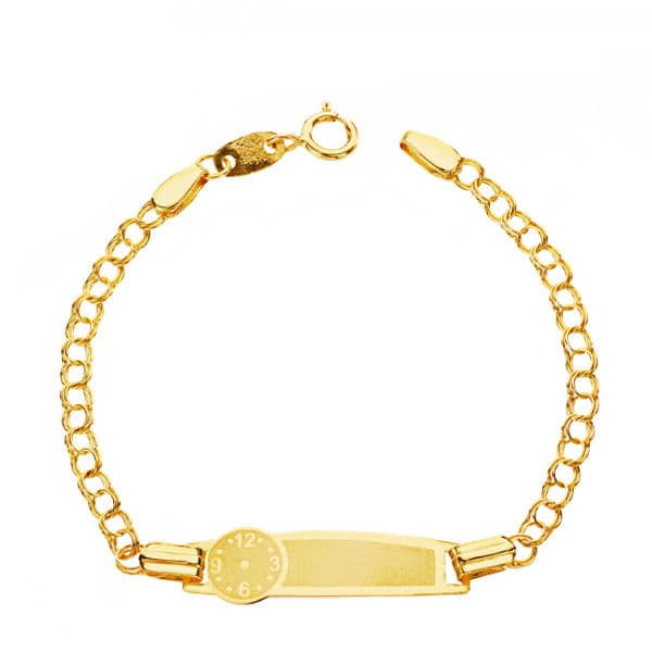18K Pulsera Esclava Oro Amarillo Reloj 13Cm