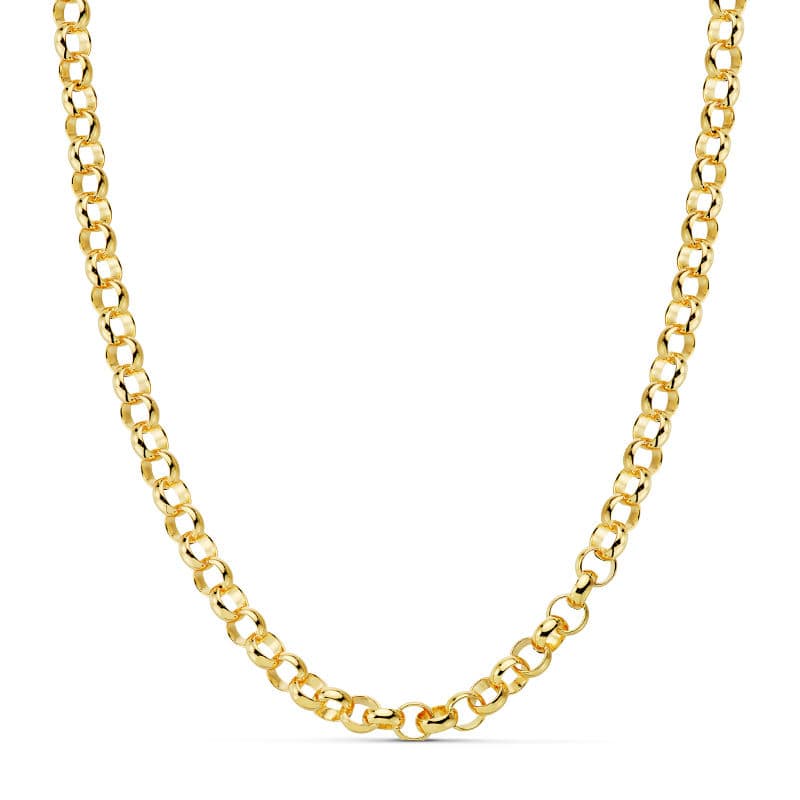 18K Cadena Oro Amarillo Rolo Hueca 45Cm 5.5 Mm