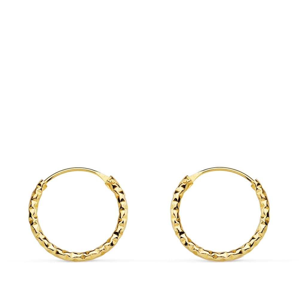 18K Aros Oro Amarillo Retorcido Tallado 13X1.30 Mm