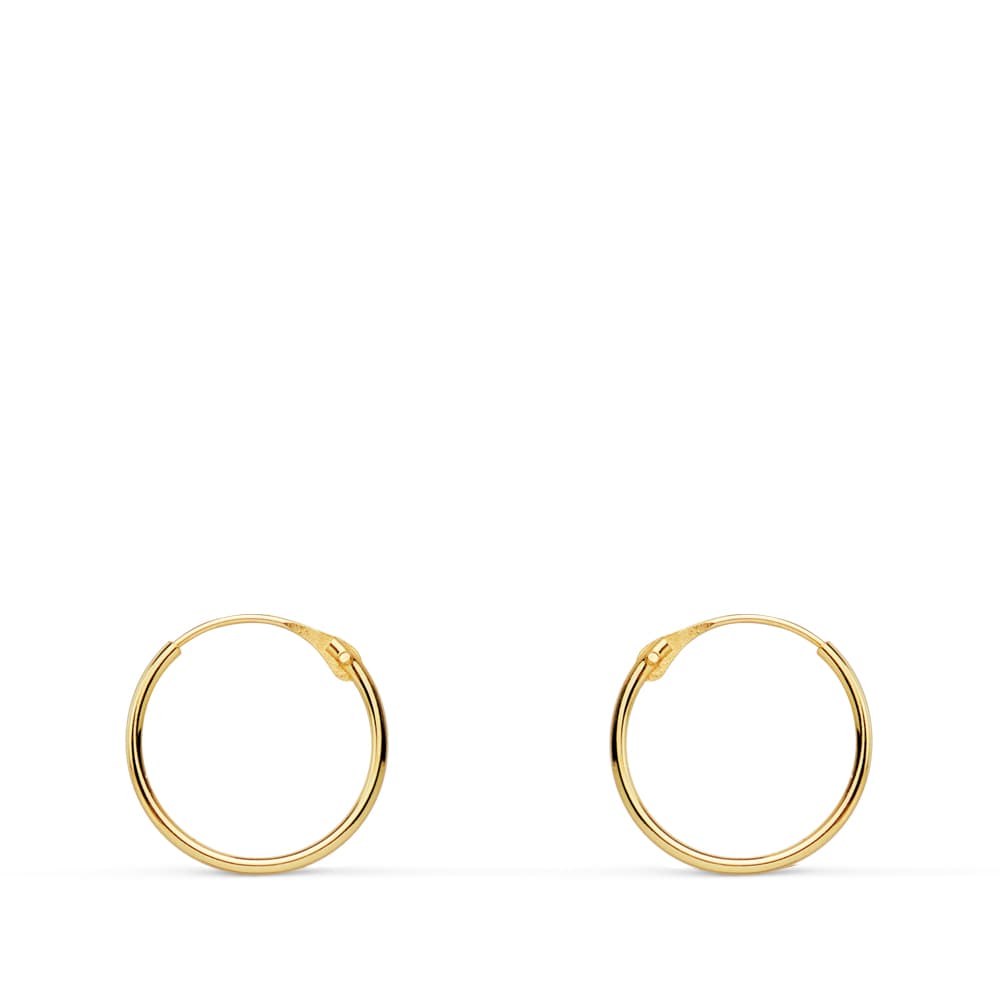 18K Aros Oro Amarillo Tubo Huecos 10X0.8 Mm