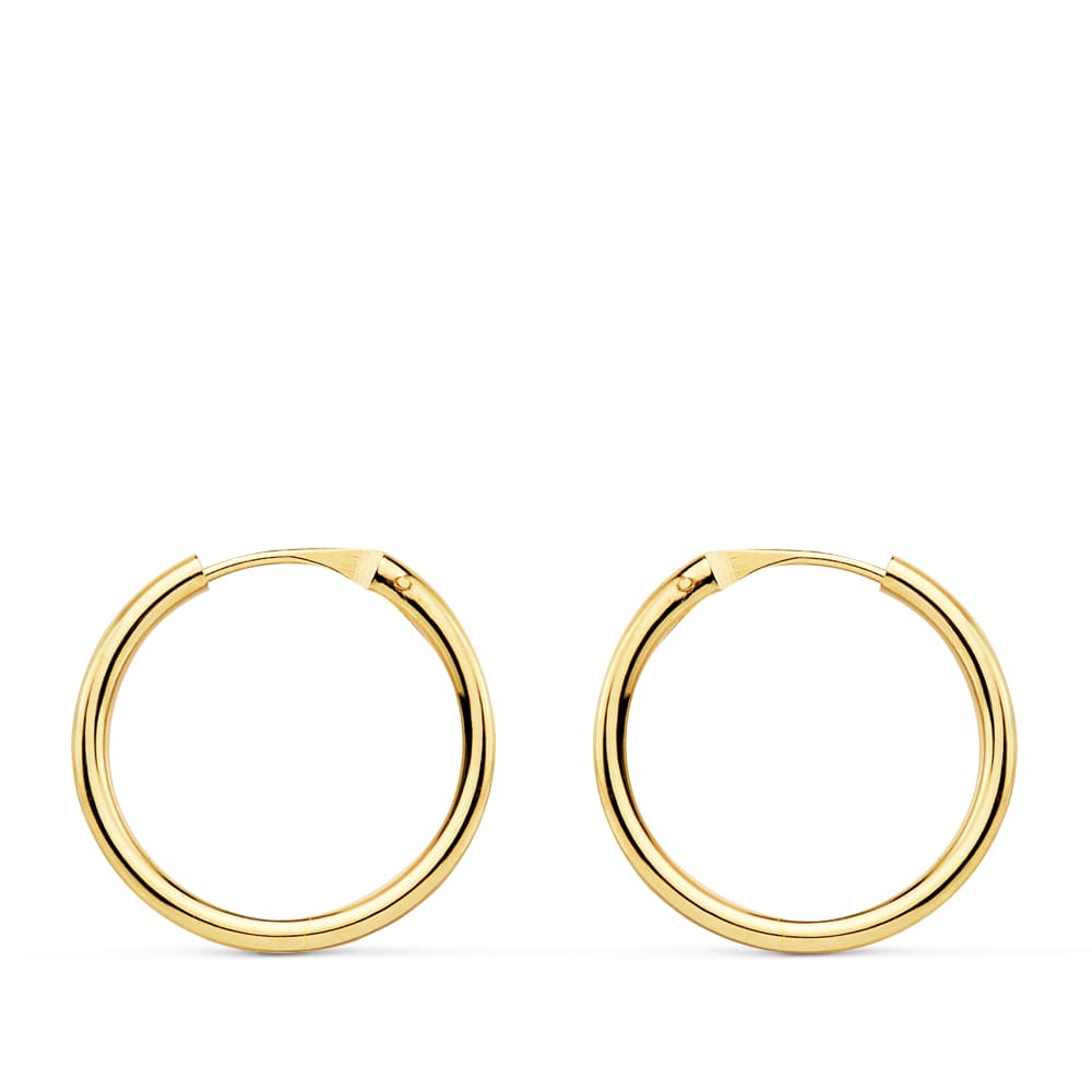 18K Aros Oro Amarillo Redondos Lisos Ligeros 16X1.50 Mm