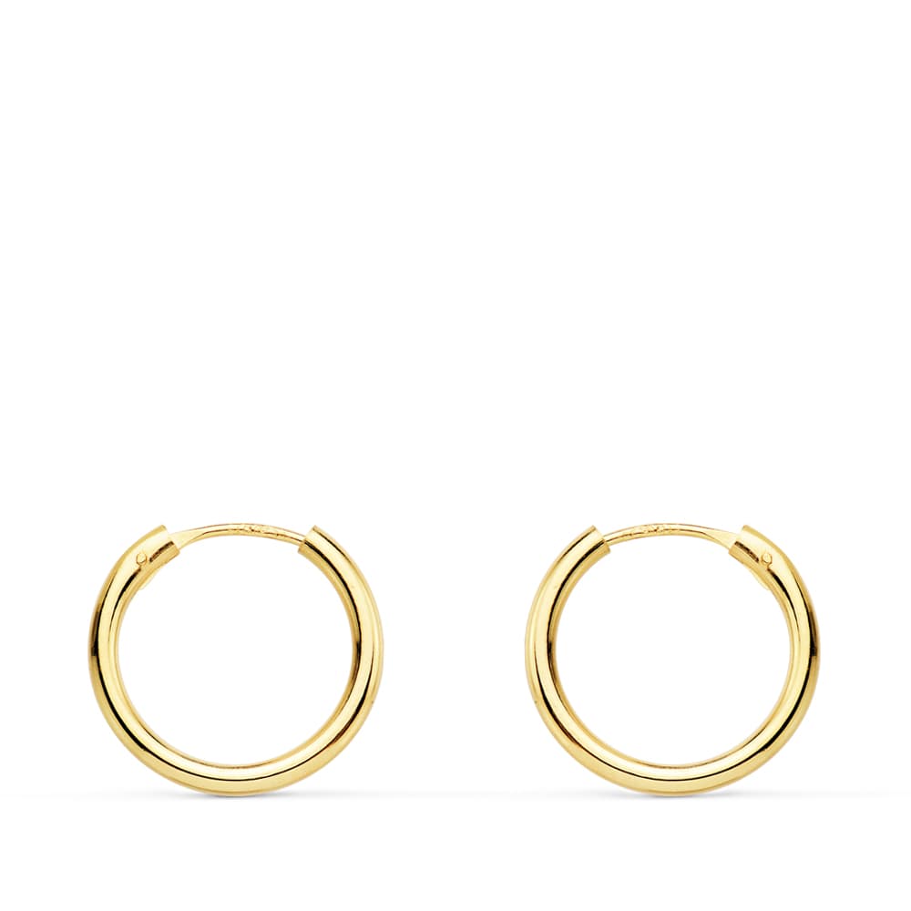 18K Aros Oro Amarillo Redondos Lisos Ligeros 14X1.50 Mm