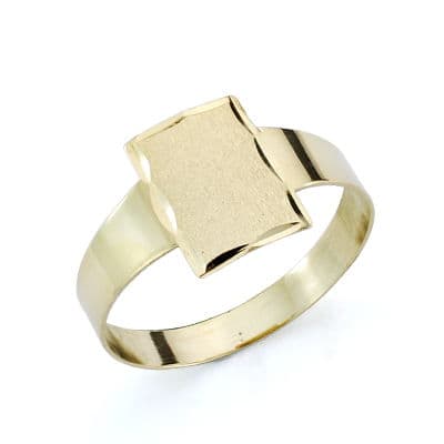 18K Sello Oro Amarillo Bebe Rectangular Borde Tallado. Medida: 8,5 X 6 Mm