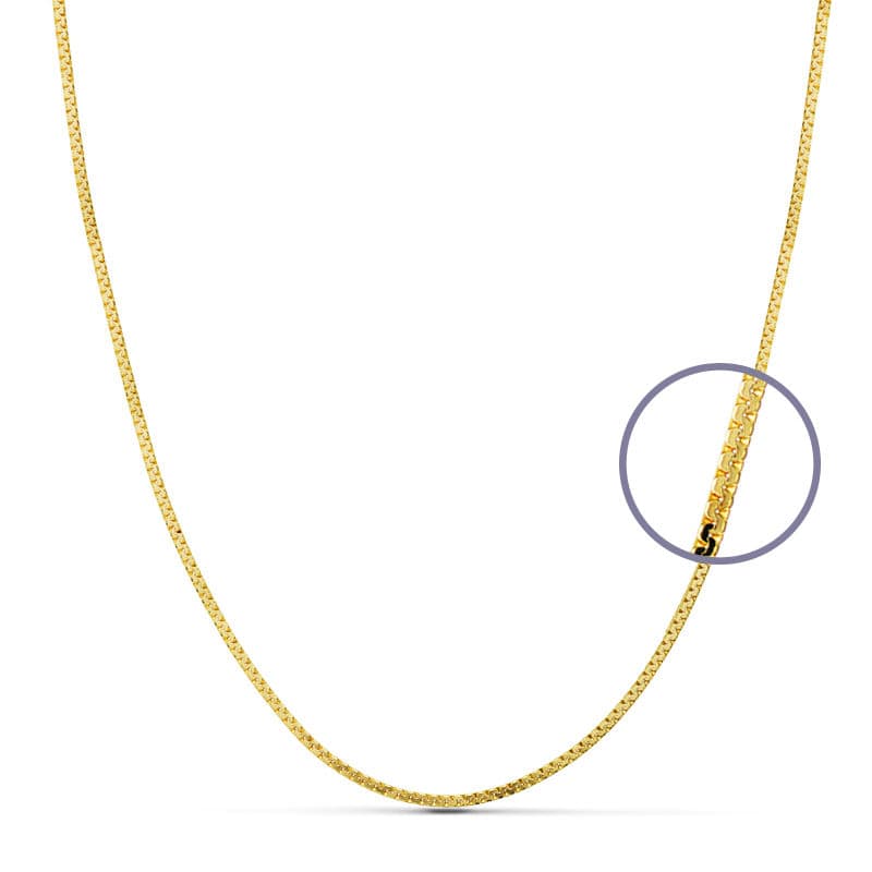 18K Cadena Oro Amarillo Maciza Plana 40Cm 1 Mm
