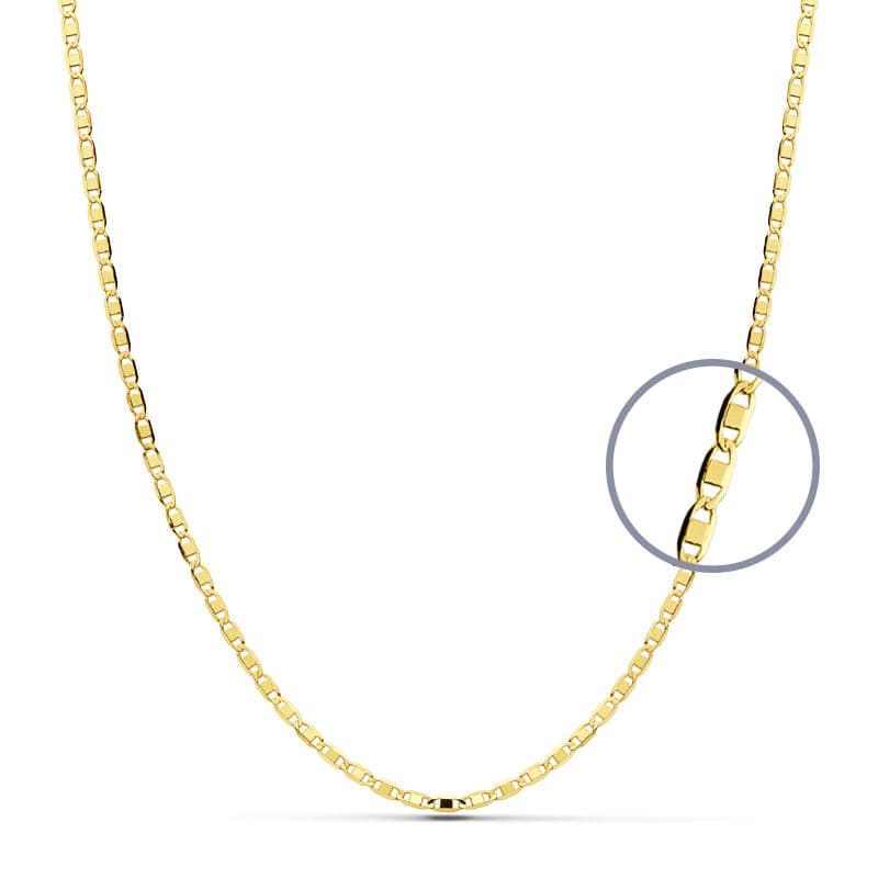 18K Cadena Oro Amarillo Maciza Plana 45Cm 1.5 Mm