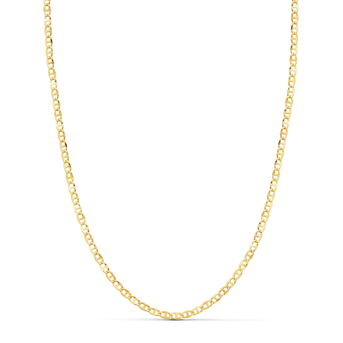18K Cadena Oro Amarillo Ancla Hueca Tallada Largo 45Cm Ancho 2 Mm