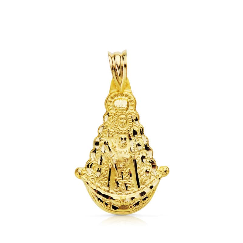 9K MEDALLA ORO AMARILLO VIRGEN ROCIO SILUETA 26 X 17 MM