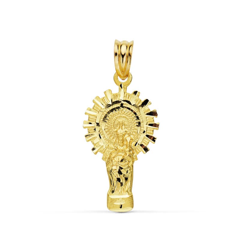 18K MEDALLA ORO AMARILLO VIRGEN PILAR SILUETA 28X15 MM