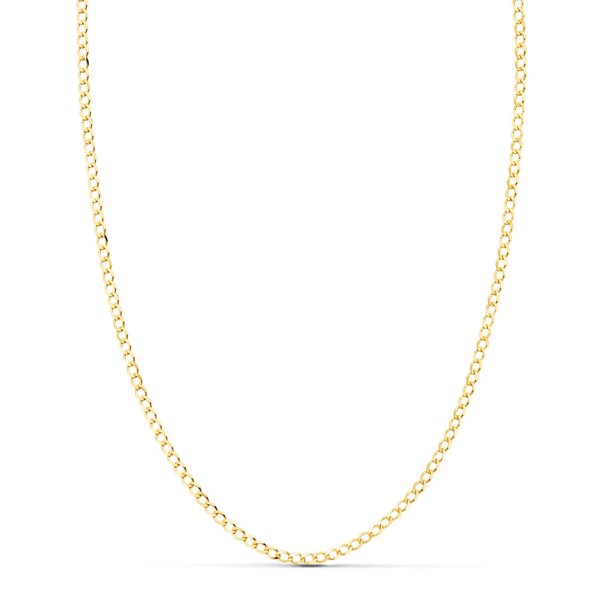 18K Cadena Oro Amarillo Barbada Maciza Largo 60Cm Ancho 1.5 Mm
