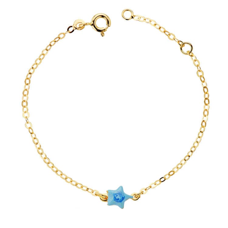18K Pulsera Oro Amarillo Bebe Estrella Esmal.14Cm