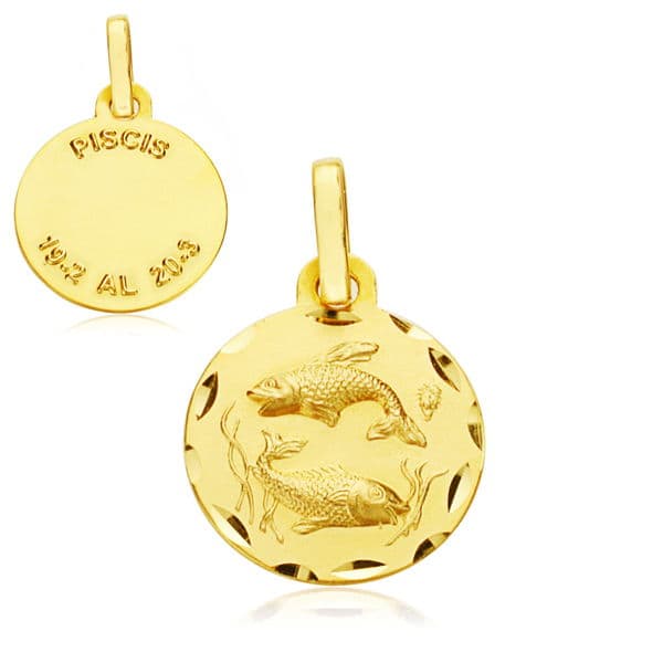 9K HOROSCOPO ORO AMARILLO 13 MM PISCIS