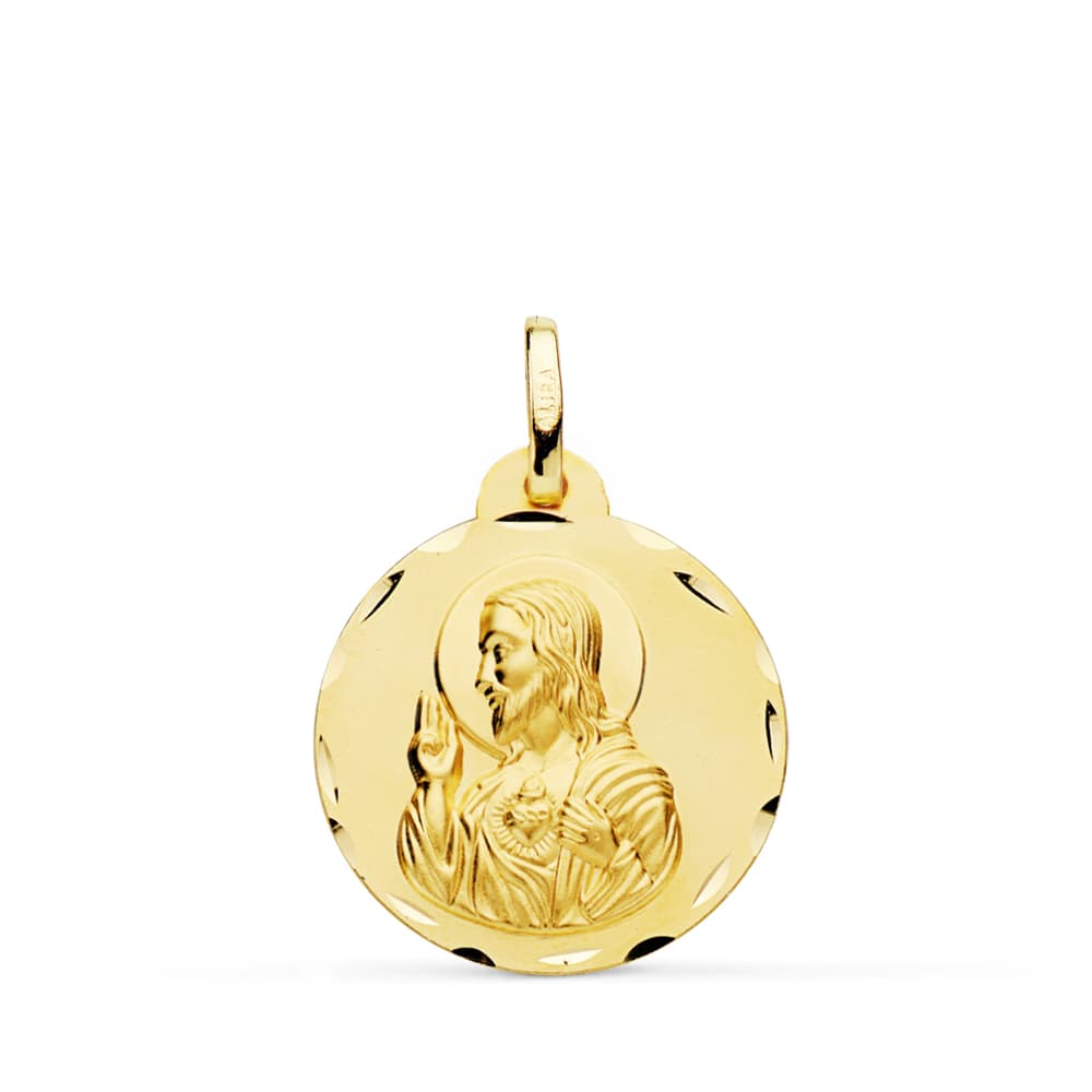 9K MEDALLA ORO AMARILLO CORAZON DE JESUS 9K 20 MM