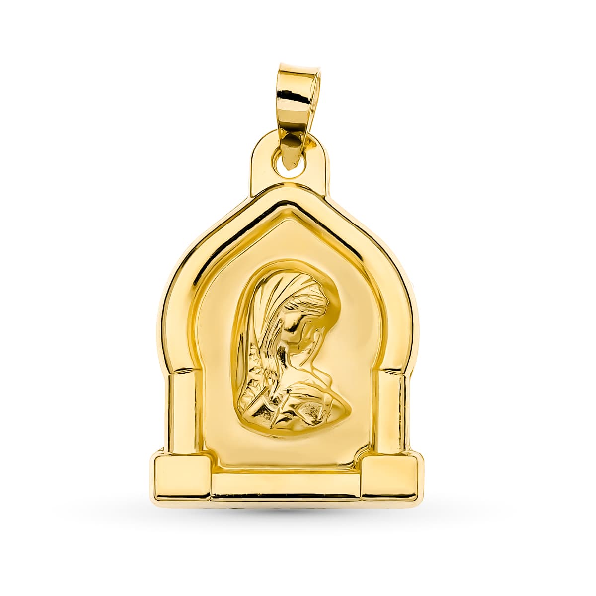 18K Medalla Oro Amarillo Virgen Niña 24X17 Mm