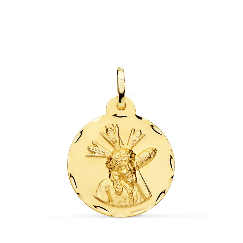 9K Medalla Oro Amarillo Gran Poder Tallada 20 Mm