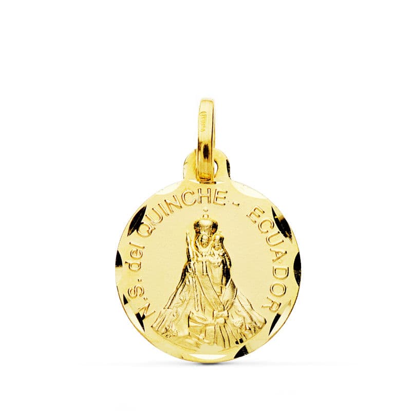 18K MEDALLA ORO AMARILLO NUESTRA SEÑORA DEL QUINCHE 16 MM