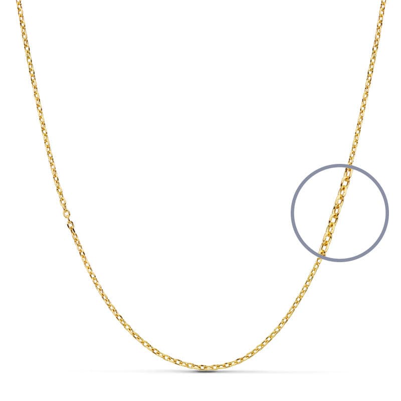 18K Cadena Forzada Oro Amarillo 40Cm Hueca 1.2 Mm