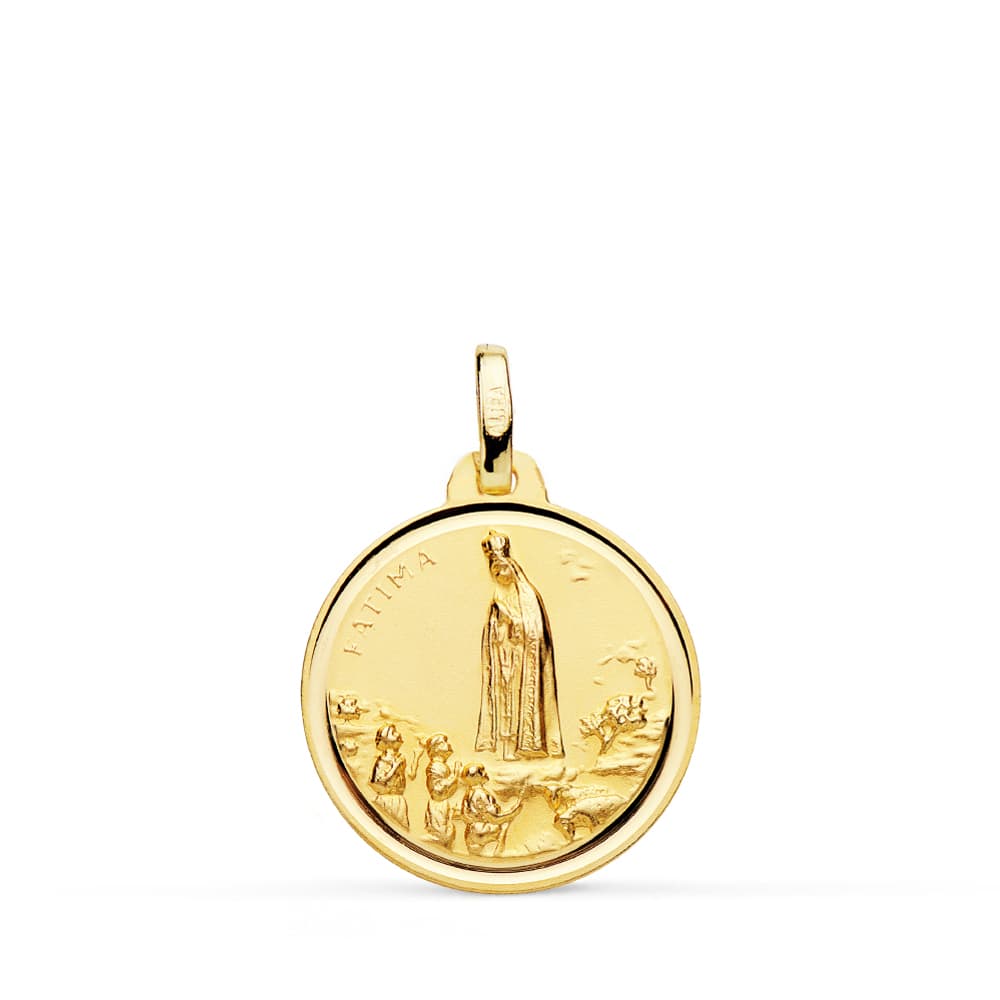18K MEDALLA ORO AMARILLO VIRGEN DE FATIMA BISEL 18 MM