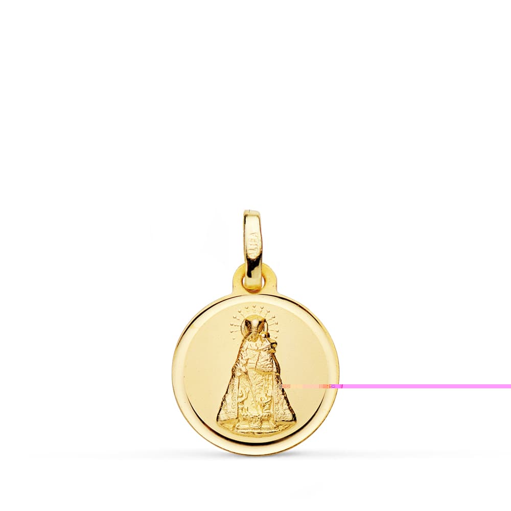 18K MEDALLA ORO AMARILLO VIRGEN DE LOS DESAMPARADOS 14 MM BISEL