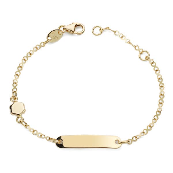 18K Pulsera Esclava Oro Amarillo Motivo Flor 14Cm