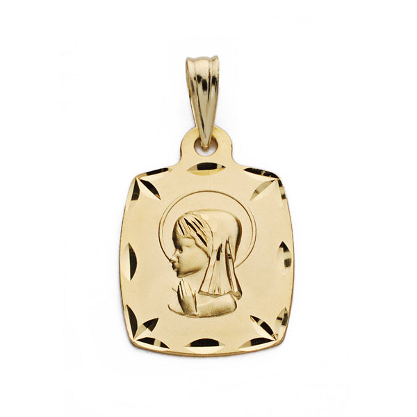18K MEDALLA ORO AMARILLO VIRGEN NIÑA TONEL 19X13 MM