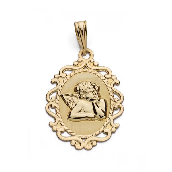 9K MEDALLA ORO AMARILLO ANGEL BURLON 9K CERCO. 23X16 MM
