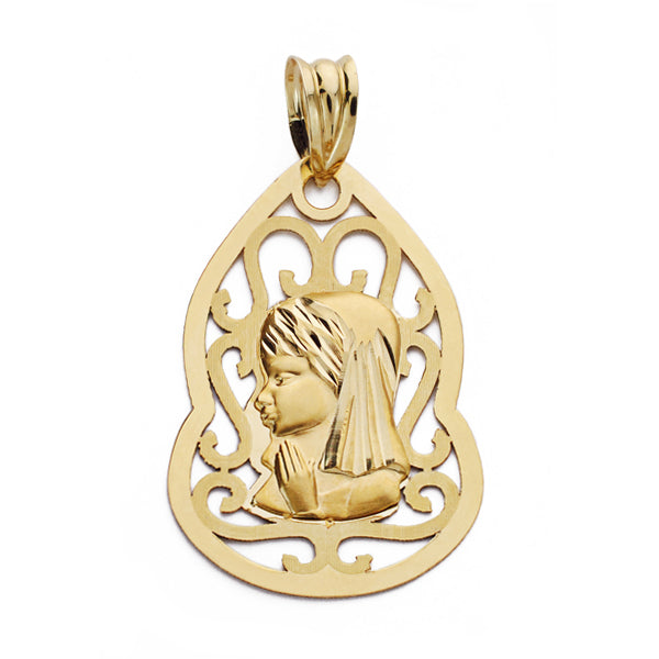 9K MEDALLA ORO AMARILLO VIRGEN NIÑA CALADA 27X18 MM