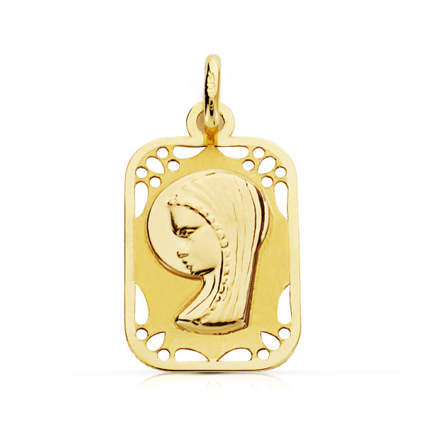 9K MEDALLA ORO AMARILLO VIRGEN NIÑA CALADA 16X11 MM