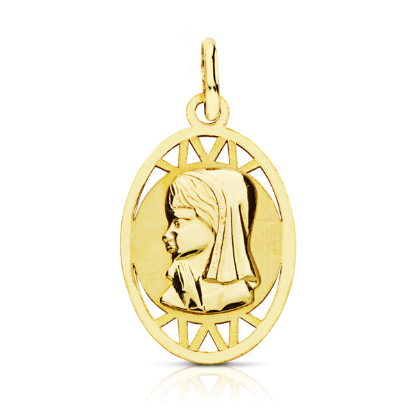 9K MEDALLA ORO AMARILLO VIRGEN NIÑA OVAL. 21X12 MM