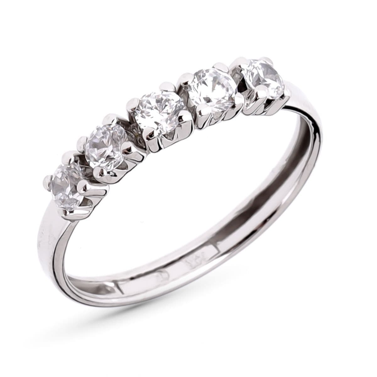 9K Sortija Quintillo Oro Blanco Con Circonitas En Garras De 3 Mm