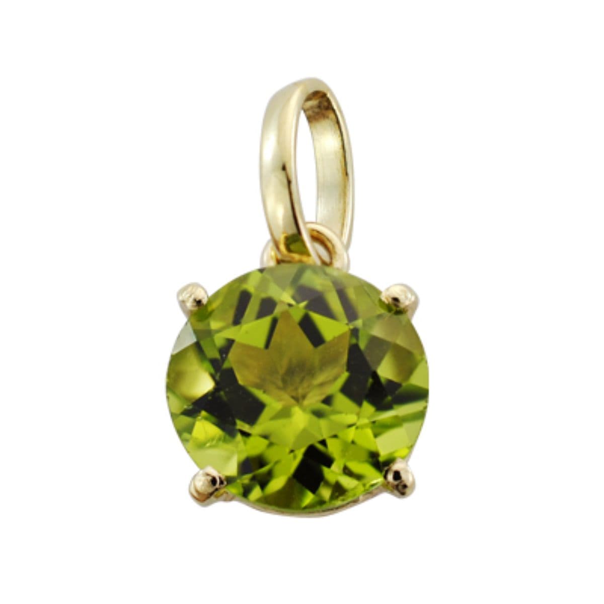 9K Colgante Oro Amarillo 4 Garras Con Olivina Natural 1,95 Qts. 8X8 Mm