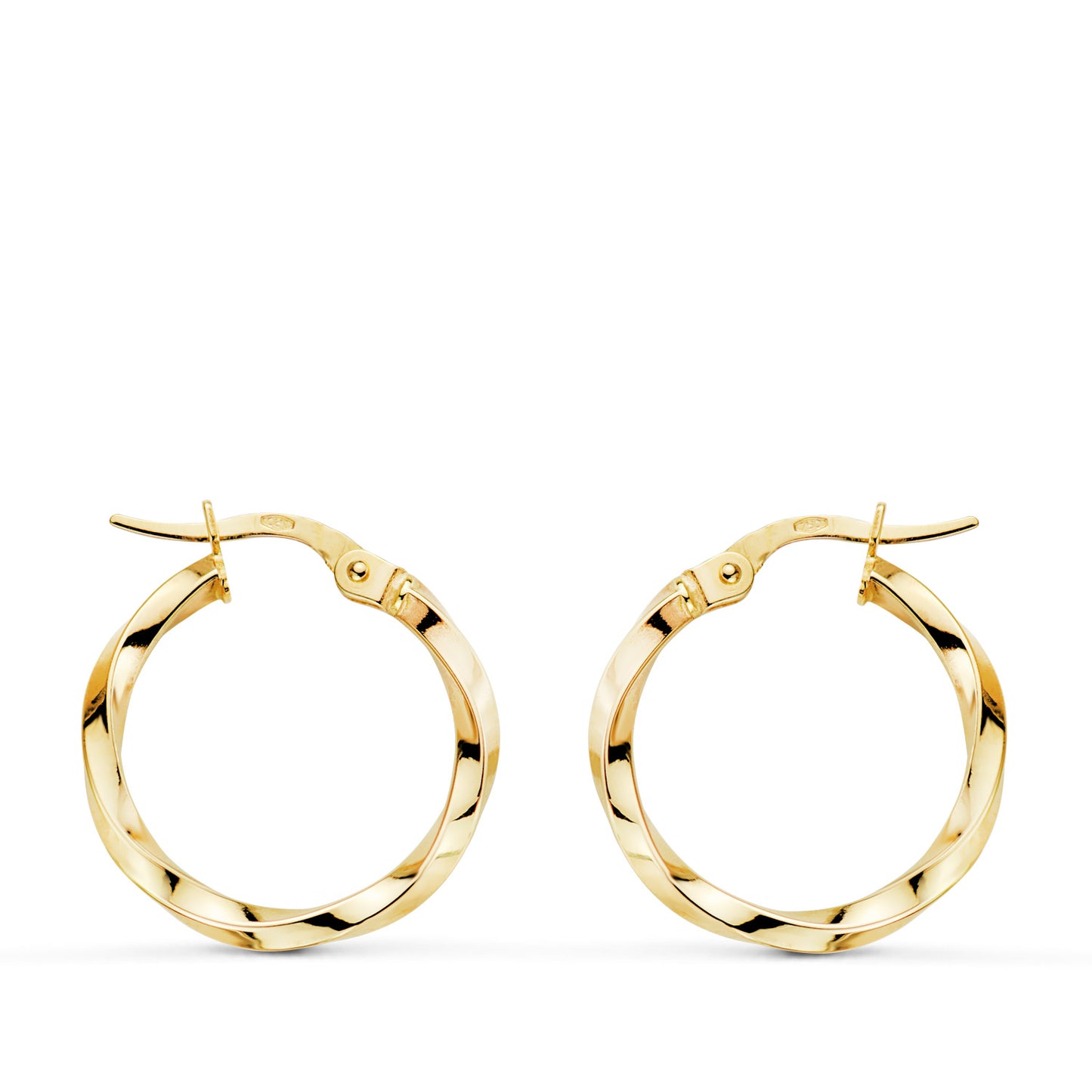 9K PENDIENTES AROS ORO AMARILLO RELIADOS HUECOS. MEDIDA: 20 X 2MM. CIERRE HIPPIE