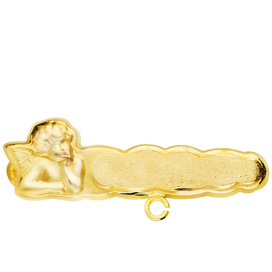 18K Alfiler Oro Amarillo Angelito Tallado 28X8 Mm