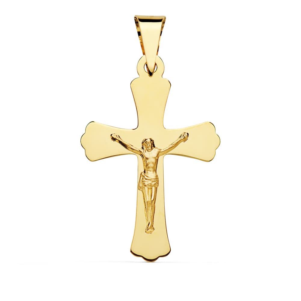18K Cruz Oro Amarillo Con Cristo 34X22 Mm