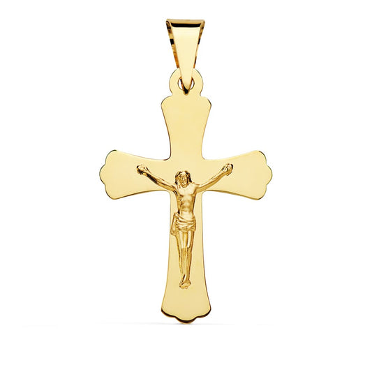 18K Cruz Oro Amarillo Con Cristo 34X22 Mm