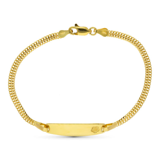 18K Esclava Oro Amarillo Flor 17Cm