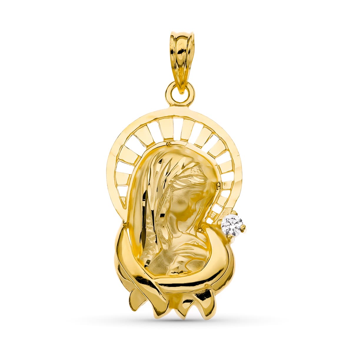 18K Medalla Oro Amarillo Virgen Niña 28X16 Mm