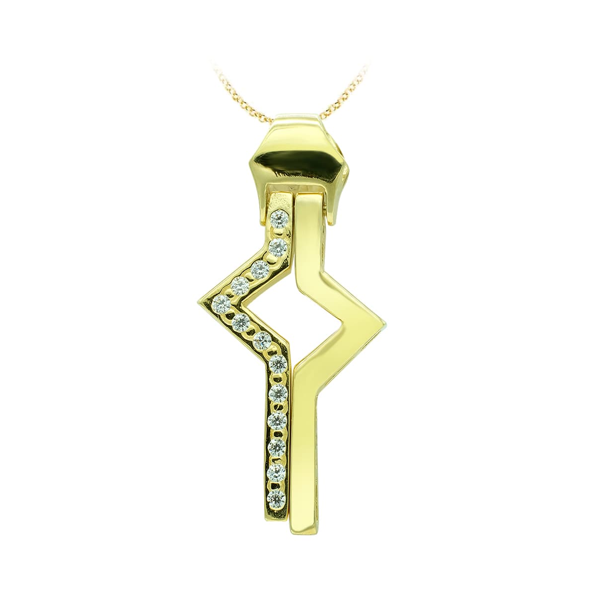 18K Cruz Oro Amarillo Circonita 31X14 Mm